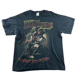 VINTAGE ROCKSTAR ENERGY DRINK Shirt Mens Large Black Mayhem Festival 2010 Goth